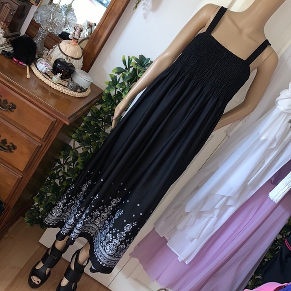 Plus size 3X black & white smocked convertible strapless maxi dress sundress 3X - Picture 5 of 14